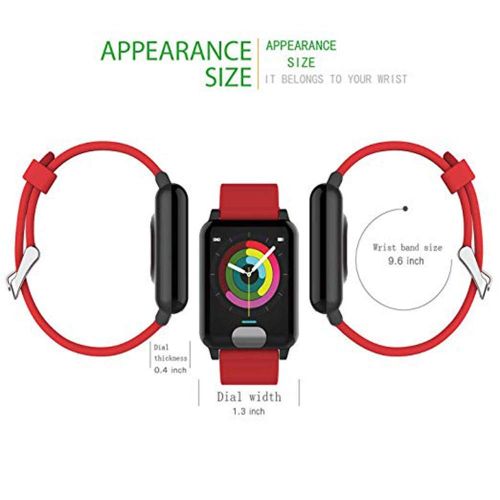  FOHKJMML Fitness Tracker HR, Iswim Color Screen ECG PPG Smart Watch, IP67 Waterproof, Activity Tracker with SMS Heel Self-Closing for Smartphones Gift (Red) (Color : Red, Size : -)