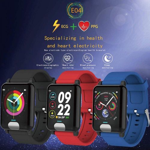  FOHKJMML Fitness Tracker HR, Iswim Color Screen ECG PPG Smart Watch, IP67 Waterproof, Activity Tracker with SMS Heel Self-Closing for Smartphones Gift (Red) (Color : Red, Size : -)