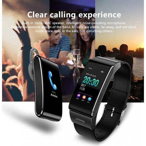  FOHKJMML Fitness Tracker Smart Watch IP67 Anti-Watercolor Screen Bracelet Bluetooth Call Vibration Reminder Sport Bracelet (Color : Black, Size : -)