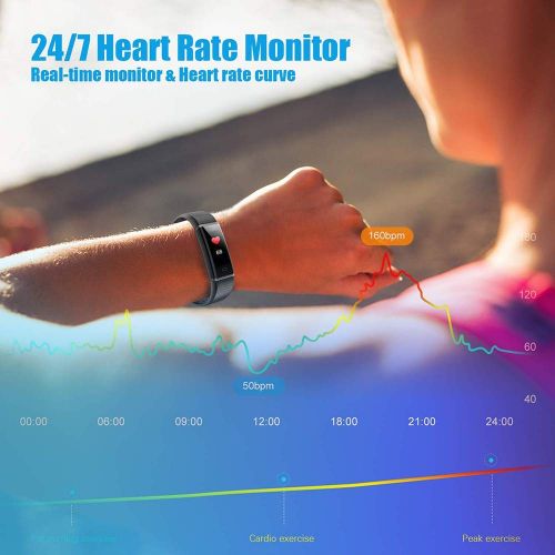 FOHKJMML Fitness Tracker Color Screen, Activity Tracker with Heart Rate Monitor Watch, IP68 Waterproof, Sleep Monitor, Step Calorie Counter, Pedometer Wristband for Women Men (Colo