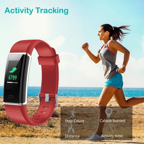  FOHKJMML Fitness Tracker, Fitness Watch Activity Tracker with Heart Rate Monitor Watch, IP68 Waterproof Sleep Monitor Step Counter 14 Sport Modes, Pedometer for Women Men (Color Sc