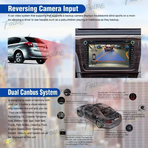  FoIIoE 8 (20.3?cm) 2 Din Touchscreen Car Radio DVD Player Sat NAV in Dash GPS Navigation, Bluetooth Car Radio for VW Volkswagen Cars, Golf, Passat, Touran, Seat, Skoda