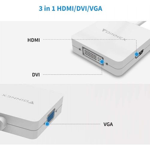  FOINNEX Mini DisplayPort to HDMI DVI VGA Adapter,Microsoft Surface Pro 6 5 4 3 Video Display Converter,Thunderbolt to HDMI VGA DVI Adaptor for Mini DP Mac,MacBook Pro,Air,MS Surface Book t