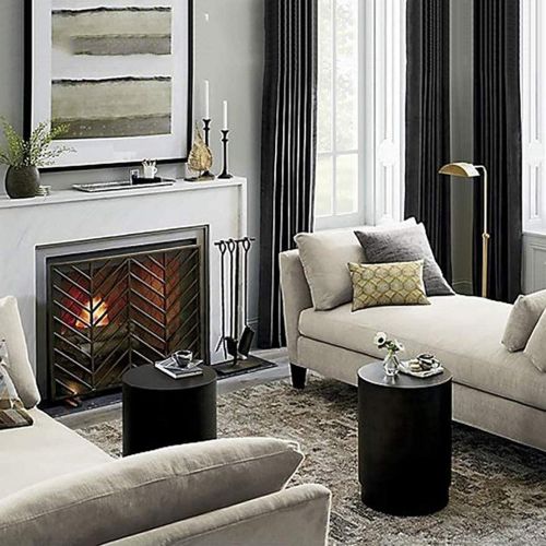  FOLDING Indoor Fireplace Screen Hearth Bronze Fireplace Screen, Spark Flame Barrier with Geometric Patterns, Safety Fire Place Guard for Wood and Coal Firing, Stoves, Grills Ensure