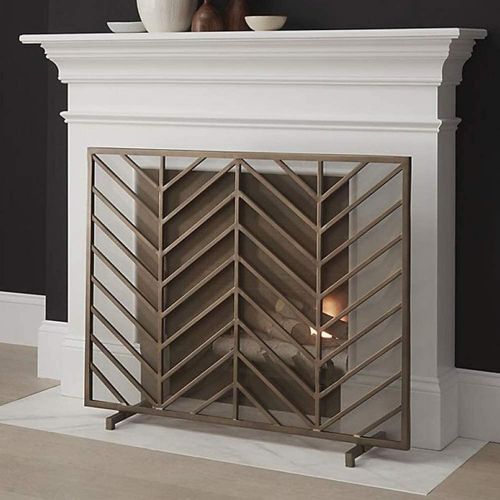  FOLDING Indoor Fireplace Screen Hearth Bronze Fireplace Screen, Spark Flame Barrier with Geometric Patterns, Safety Fire Place Guard for Wood and Coal Firing, Stoves, Grills Ensure