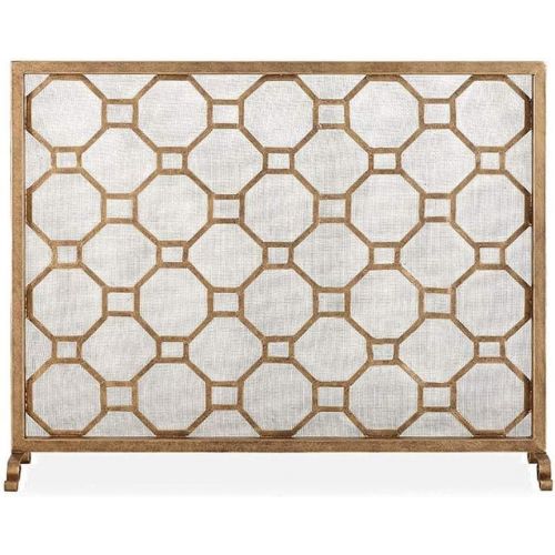  FOLDING Fireplace Screen Single Panel Fireplace Screen Fireplace Spark Protection Baby Safe, Sturdy Wrought Iron Fire Spark Guard with Mesh Freestanding for Stove/ Gas Fire/ Wood Burning E