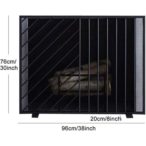  FOLDING Fireplace Screen Spark Fire Guard Surround Screen Wide Metal Mesh Safety Fire Place Guard for Wood and Coal Firing, Stoves, Grills 96 x 76 x 20 cm/38×30×8 Black Ensures Lon