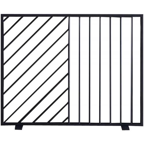  FOLDING Fireplace Screen Spark Fire Guard Surround Screen Wide Metal Mesh Safety Fire Place Guard for Wood and Coal Firing, Stoves, Grills 96 x 76 x 20 cm/38×30×8 Black Ensures Lon