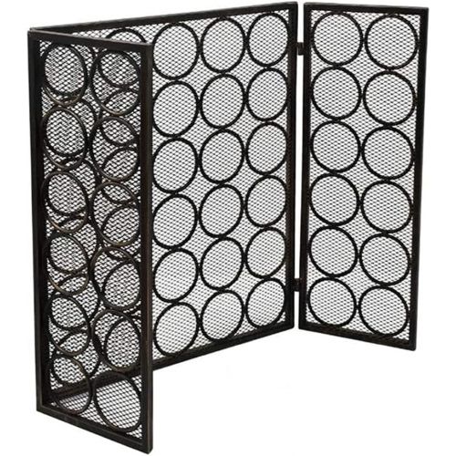  FOLDING Fireplace Screen 3 PCS Iron Fire Panel, Spark Flame Barrier with mesh Decoration, Wide Metal mesh Safety Fire Place Guard for Wood and Coal Firing, Stoves, Grills Ensures L
