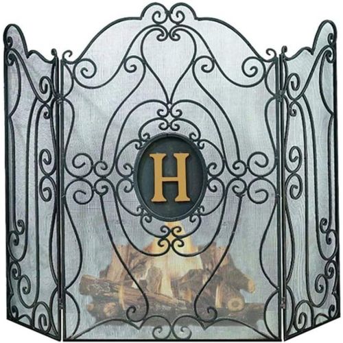  FOLDING Fireplace Screen Spark Guard Fire Screen Protector Fireplace Fender Fire Guard Free Standing Fireplace Spark Screen Iron Fire Panel Mesh Safety Fire Place Guard for Wood and Coal F