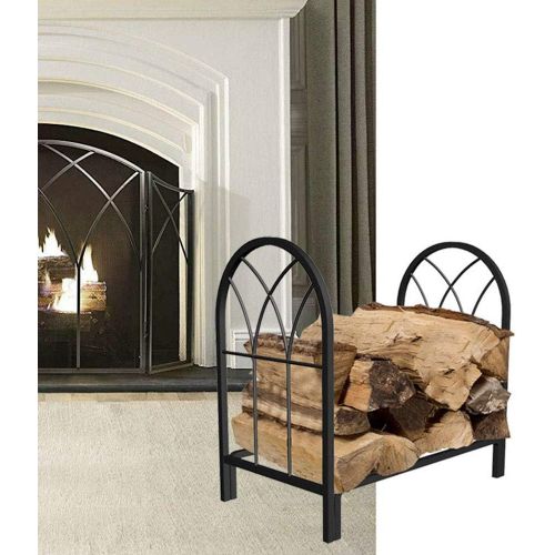  FOLDING Fireplace Screen Fireplace Log Holder, Large Stove Accessories Firewood Rack Indoor Metal Wood Rack Black Firewood Holders Storage Heavy Duty Logs Stacker Basket 58x35x58cm Ensures