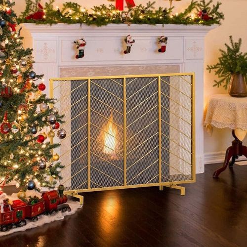  FOLDING Fireplace Screen Fireplace Screen Guard, Iron Fire Safety Fence, Spark Flame Screen Barrier for Wood and Coal Firing, Stoves, Grills 100 x 23 x 80cm Ensures Long Lasting Us