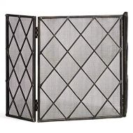 FOLDING Fireplace Screen 3 Panel Fire Safe Guard,Large Spark Guard Mesh,Fireplace Protector for Wood Burner/Gas/Stove Open Fire,Freestanding Spark Guard for Living Room Fireplace,Outdoor G