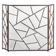 FOLDING Fireplace Screen 3 Panel Fire Safe Guard,Foldable Iron Fireplace Screen with Metal Mesh,Freestanding Spark Guard for Living Room Fireplace,Outdoor Grills,Wood Burning Stoves 53.2×3