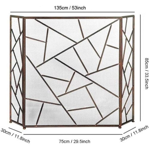  FOLDING Fireplace Screen 3 Panel Fire Safe Guard,Foldable Iron Fireplace Screen with Metal Mesh,Freestanding Spark Guard for Living Room Fireplace,Outdoor Grills,Wood Burning Stoves 53.2×3