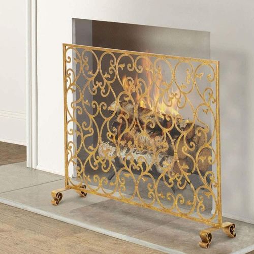  FOLDING Fireplace Screen Fireplace Screen, Large Flat Guard Fire Screens Outdoor Metal Decorative Mesh Solid Baby Safe Proof Wrought Iron Fire Place Panels Wood Burning Stove Accessories E