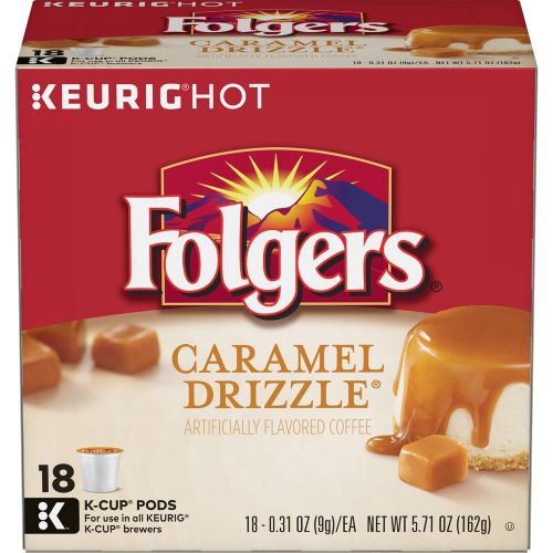  FOLGERS K CUPS Folgers Caramel Drizzle Flavored Coffee, K-Cup Pods for Keurig K-Cup Brewers, 18-Count (Pack of 4)