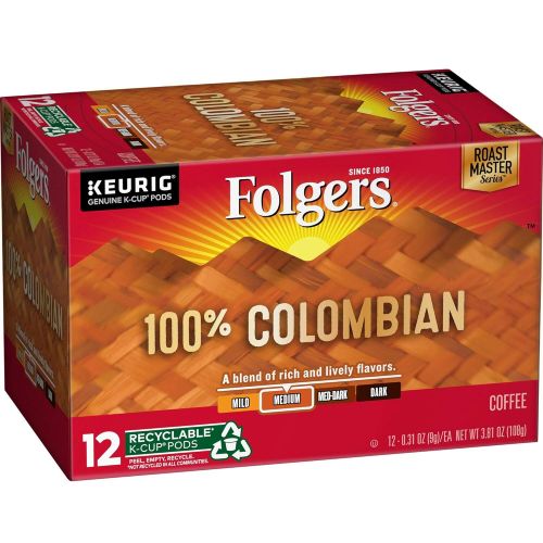  FOLGERS K CUPS Folgers 100% Colombian Medium Roast Coffee, 72 K Cups for Keurig Coffee Makers