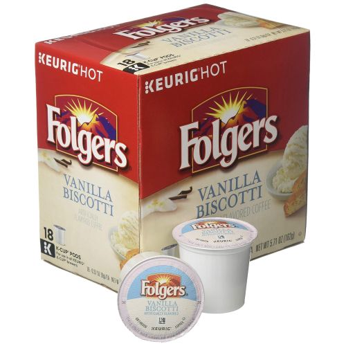 FOLGERS K CUPS Folgers Vanilla Biscotti Flavored Coffee, K-Cup Pods for Keurig K-Cup Brewers, 18-Count (Pack of 4)