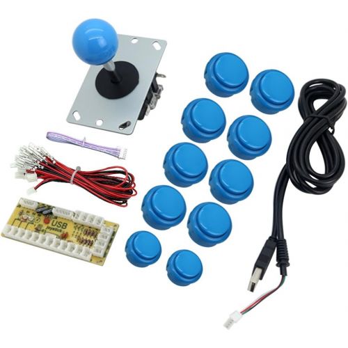  FOME Arcade DIY Parts, Arcade Buttons Kit Game Buttons Kit USB Encoder 2 Sets USB Computer Control Board Wire 2 x 5Pin Joysticks 4x24mm Push Button 16x30mm Buttons For Arcade Games