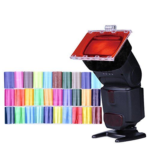  Fomito Color Gel Kit Filter 30ps w/Gels-Band & Reflector for Canon Nikon Olympus Pentax Yongnuo Neewer Godox Speedlite