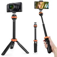 Fomito Extension Pole Tripod, Mini Selfie Stick Tripod Stand Handle Grip for Canon Nikon Sony SLR DSLR Cameras, iPhone 11 Pro Max Samsung OnePlus Google Smartphone Vlogging