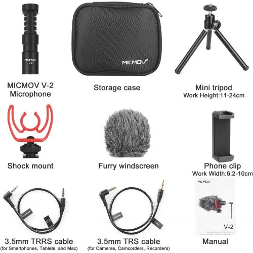  Fomito Micmov V2 Universal Super-Cardioid Condenser Video Microphone Shotgun Recording Playback Monitor Mic Kit with Heaphone Jack for 3.5mm Interface Smartphones, DSLR Camera, Cam