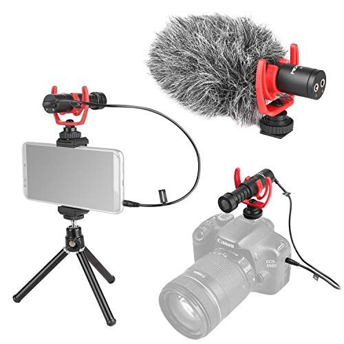  Fomito Micmov V2 Universal Super-Cardioid Condenser Video Microphone Shotgun Recording Playback Monitor Mic Kit with Heaphone Jack for 3.5mm Interface Smartphones, DSLR Camera, Cam