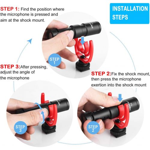  Fomito Micmov V2 Universal Super-Cardioid Condenser Video Microphone Shotgun Recording Playback Monitor Mic Kit with Heaphone Jack for 3.5mm Interface Smartphones, DSLR Camera, Cam