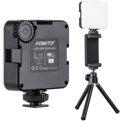  Fomito Led Video Light Vlog Light LED68R Kit Light for Camera and Gopro Light with RGB SOS Mode and Magnets, Built in 2000mAh Lithium Battery for Camera Light, Light for Video Conf