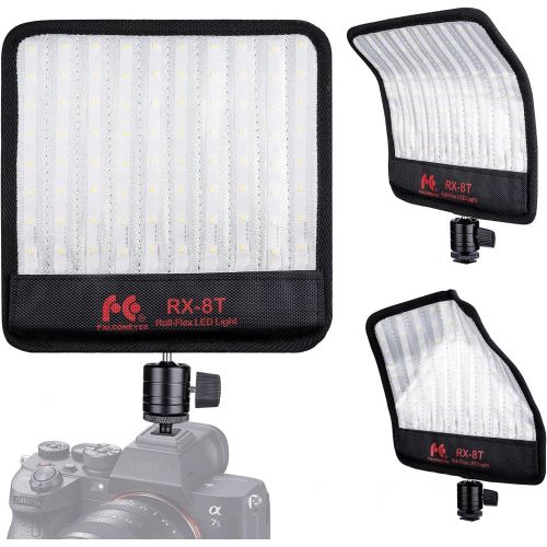  [아마존베스트]Fomito Falconeyes RX-8T Foldable Flexible LED Light Panel Kit 5600K CRI95 On-Camera Lamp Daylight Splash-Proof for Video Studio Photography Lighting