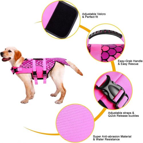  FONLAM Pet Life Jacket Secure Apparel Coat Adjustable Dog Life Vest Lifesaver Swimsuit Floatation Preserver