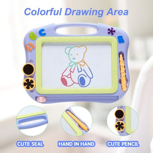  [아마존베스트]FONLLAM Magnetic Kids Drawing Board - Magna Drawing Doodle - Drawing Board for Toddlers Girls, Boys, Erasable Sketch Pad for Writing Painting