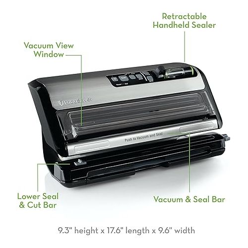  FoodSaver Vacuum Sealer Machine and Express Vacuum Seal Bag Maker with Sealer Bags and Roll and Hendheld Vacuum Sealer for Airtight Food Storage and Sous Vide, Black