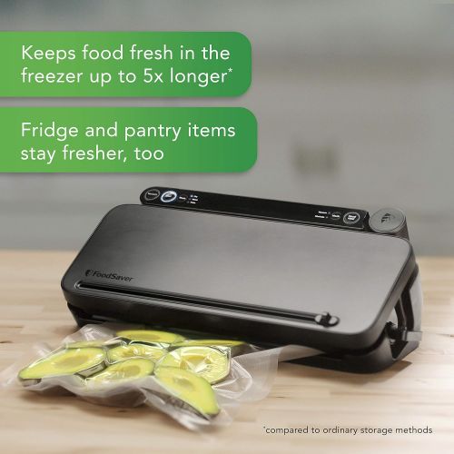  FoodSaver Vacuum Sealer Machine with 4 Settings Including Pulse and Marinate with Sealer Bags and Roll, Handheld Vaccum Sealer for Airtight Food Storage and Sous Vide, Black