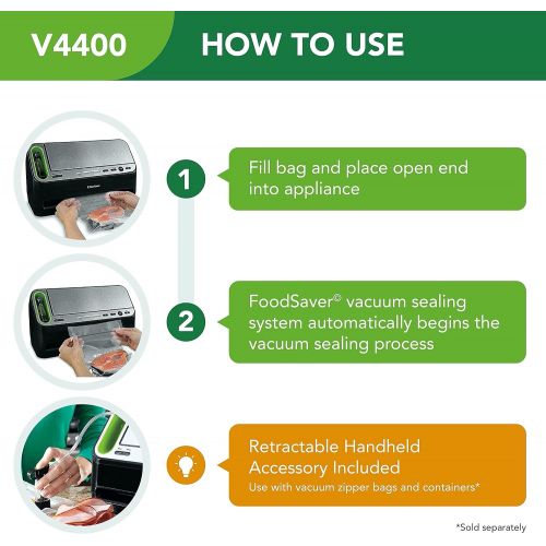  [아마존베스트]Foodsaver V4400 2-in-1 Vacuum Sealer Machine with Automatic Bag Detection and Starter Kit | Safety Certified | Black and Silver