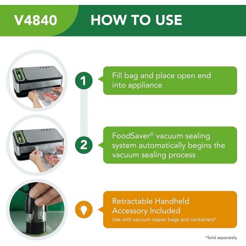  [아마존베스트]FoodSaver V4840 2-in-1 Vacuum Sealer Machine with Automatic Bag Detection and Starter Kit | Safety Certified | Silver