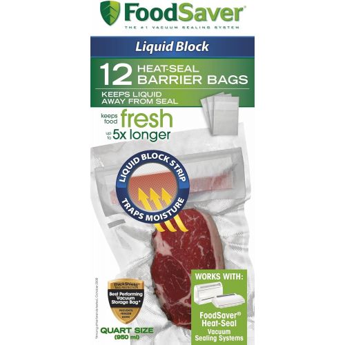  [아마존베스트]FoodSaver 1-Quart Liquid Block Heat-Seal Bags, Clear