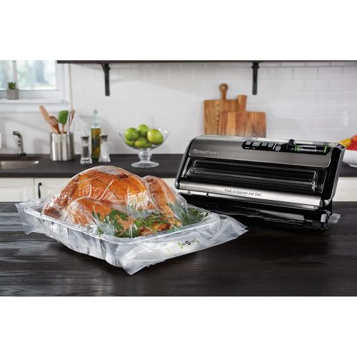  FoodSaver FM24350ECR Vacuum Sealer System with Handheld Sealer and Starter Kit & FoodSaver 11 x 14 Easy Seal & Peel Vacuum Seal Rolls, 2 Pack