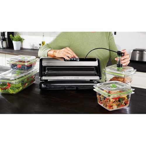  FoodSaver FM24350ECR Vacuum Sealer System with Handheld Sealer and Starter Kit & FoodSaver 11 x 14 Easy Seal & Peel Vacuum Seal Rolls, 2 Pack