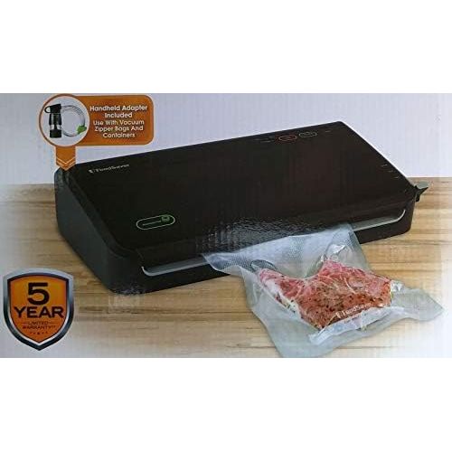  Deluxe FoodSaver FM2105 System with Handheld Sealer Vacuum accessory, includes 1 Starter Roll, 5 Seal Bags, 8 Zipper Bags, Black