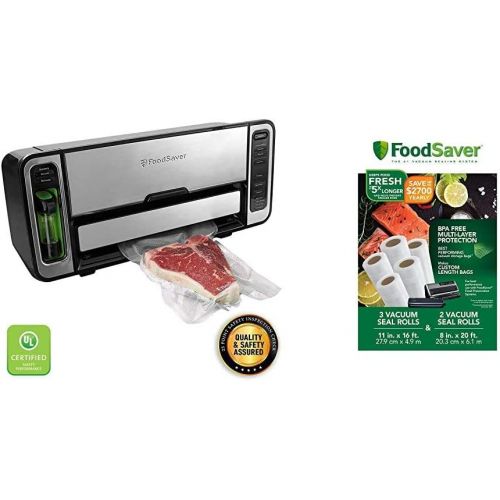  FoodSaver Vacuum Sealer FSFSSL5860-DTC Premium 2-In-1 Automatic Bag-Making Sealing System, Silver