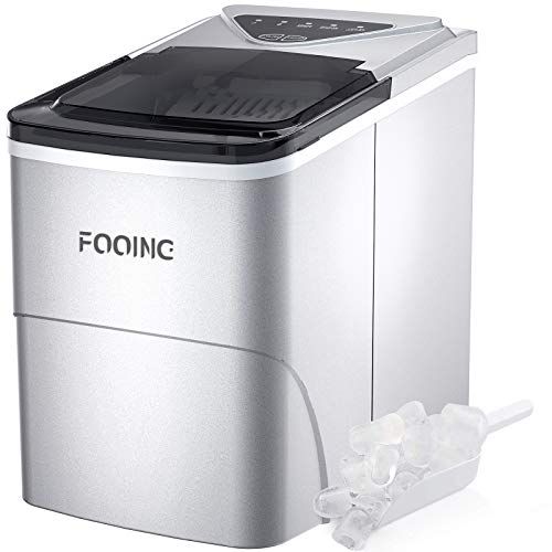  [아마존베스트]Fooing Ice Cube Maker, Processing Machine for Ice Ready in 6 Minutes, 2L, with Ice Scoop and Basket, LED Display for Home, Bar, Kitchen, Office