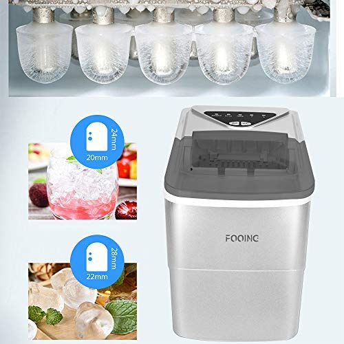  [아마존베스트]Fooing Ice Cube Maker, Processing Machine for Ice Ready in 6 Minutes, 2L, with Ice Scoop and Basket, LED Display for Home, Bar, Kitchen, Office