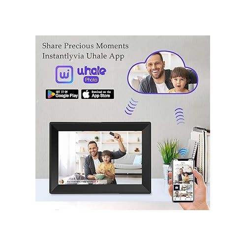  10.1inch Digital Picture Frame WiFi Smart Digital Photo Frame 1280 * 800 IPS HD Touch Screen Electronic Photo frame16GB Storage, Use app Anytime Share Photos and Videos into Photo Frame