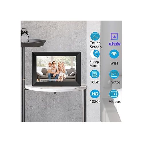  10.1inch Digital Picture Frame WiFi Smart Digital Photo Frame 1280 * 800 IPS HD Touch Screen Electronic Photo frame16GB Storage, Use app Anytime Share Photos and Videos into Photo Frame