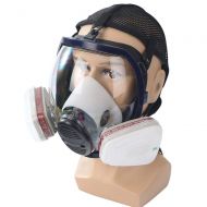 FOONEE Full Face Dust Masks and Respirators with Adjustable Head Net, Reusable Double Filter Cartridge Activated Carbon Anti-Virus Mask Safety Respirator, Strongly Remove Harmful S
