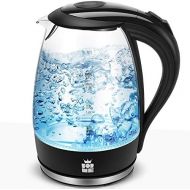 [아마존베스트]ForMe Glass Kettle 1.7 L Blue LED Glass Kettle Stainless Steel Base I Glass Kettle BPA-Free Teapot