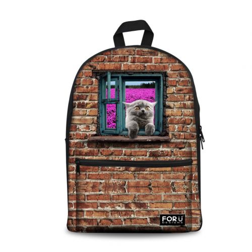  FOR U DESIGNS Cute Pet Dog Cat Student Back to School Canvas Backpack Bookbag