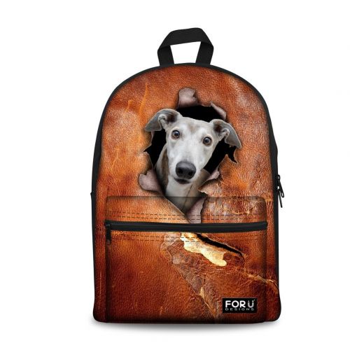  FOR U DESIGNS Brown Vintage Dog Coming Out Print Animal Backpack Bookbag for Kid